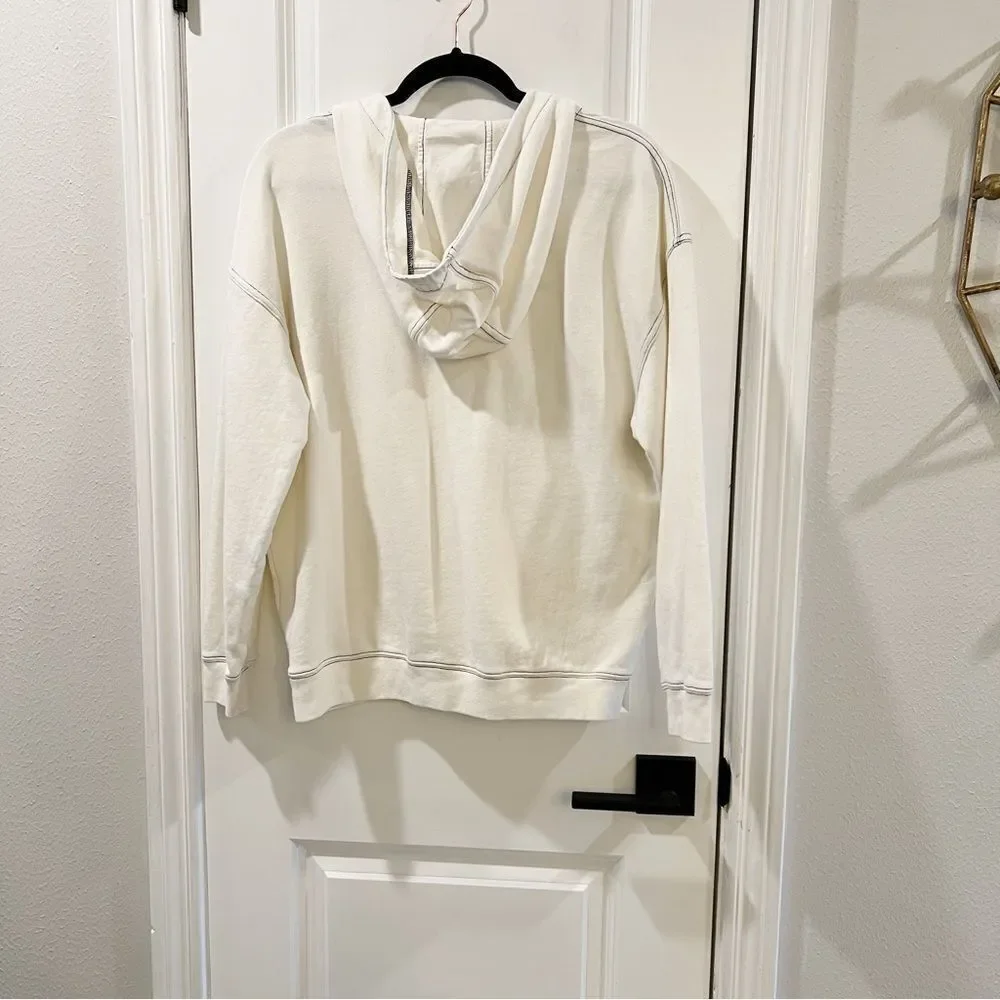 J. Crew Lace-up hoodie in original cotton Terry Sz S Cream